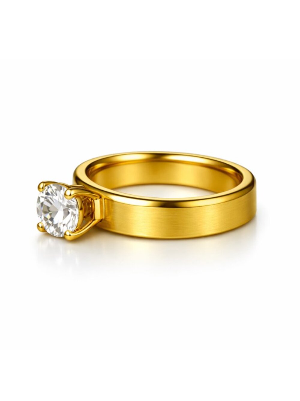 NWT Gorgeous Minimalist Solitaire Ring Smooth Band Round Cut CZ Stone size 8